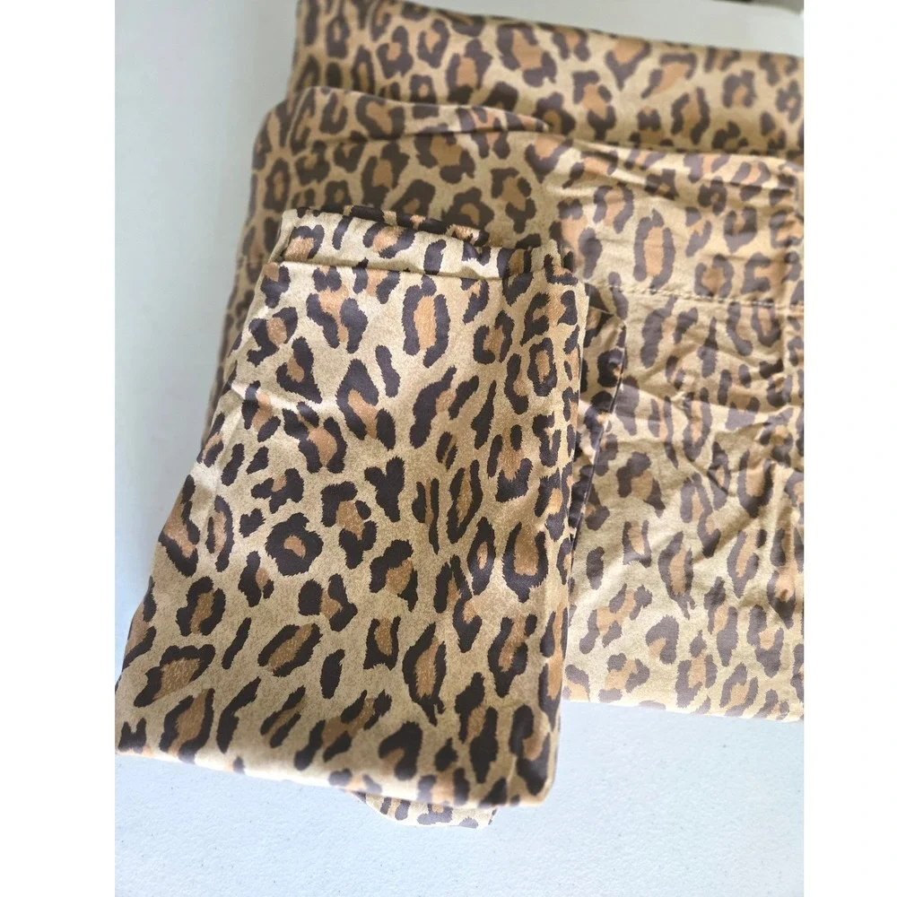 VINTAGE Ralph Lauren King Flat Sheet & Standard Pillowcase Brown Leopard Print
